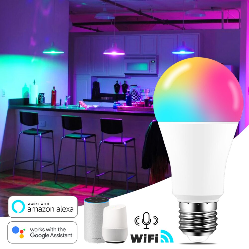 15W WiFi Smart Light Bulb LED RGB Work with Alexa/Google Home