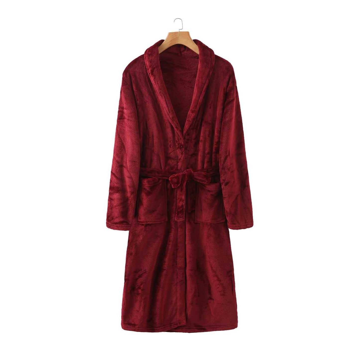 Women Robe Kimono Bath Gown Thicken Coral Fleece With Pockets