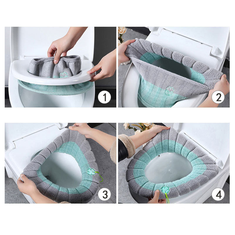 Warm Bathroom Toilet Pad Cushion with Handle