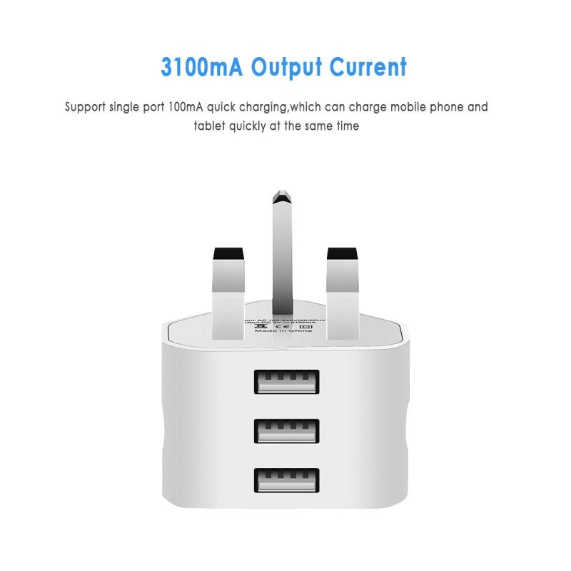 Universal UK Plug 3 Pin Wall Charger Adapter