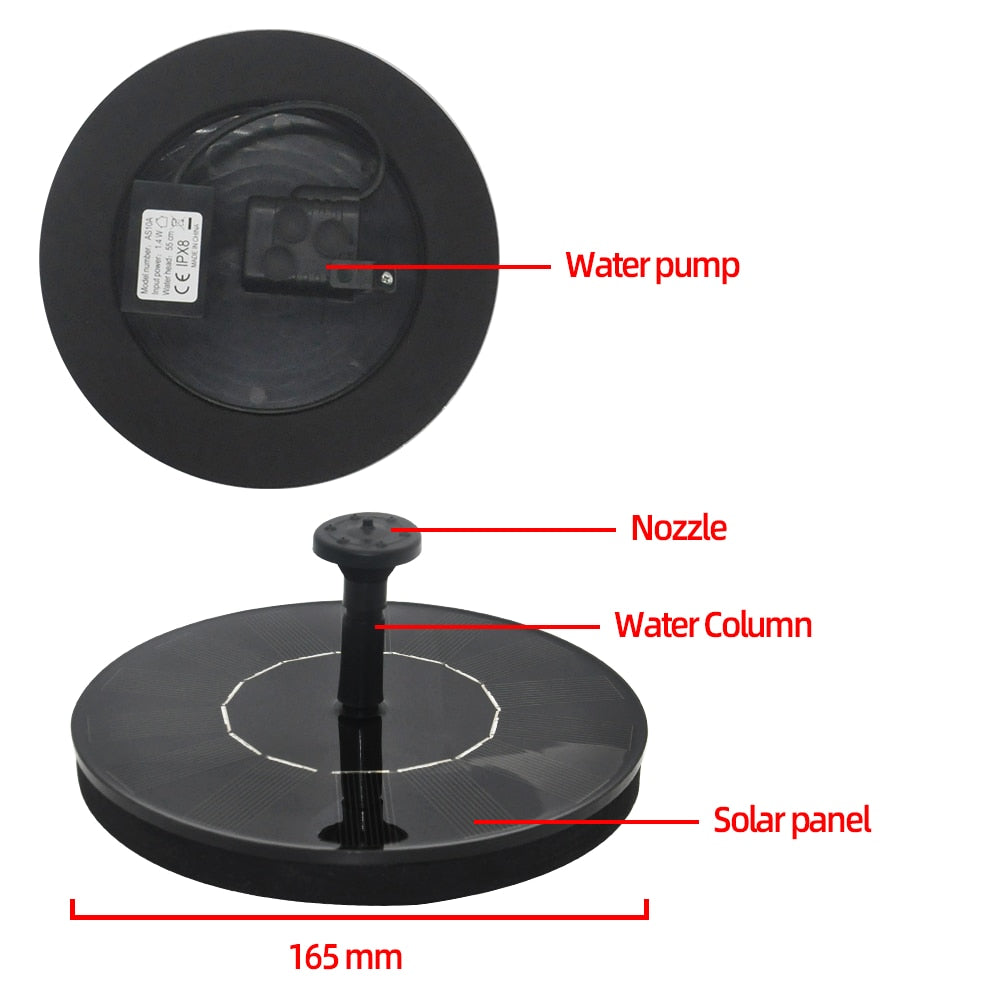 1.4W 7V Round Solar powered Fountain Pump