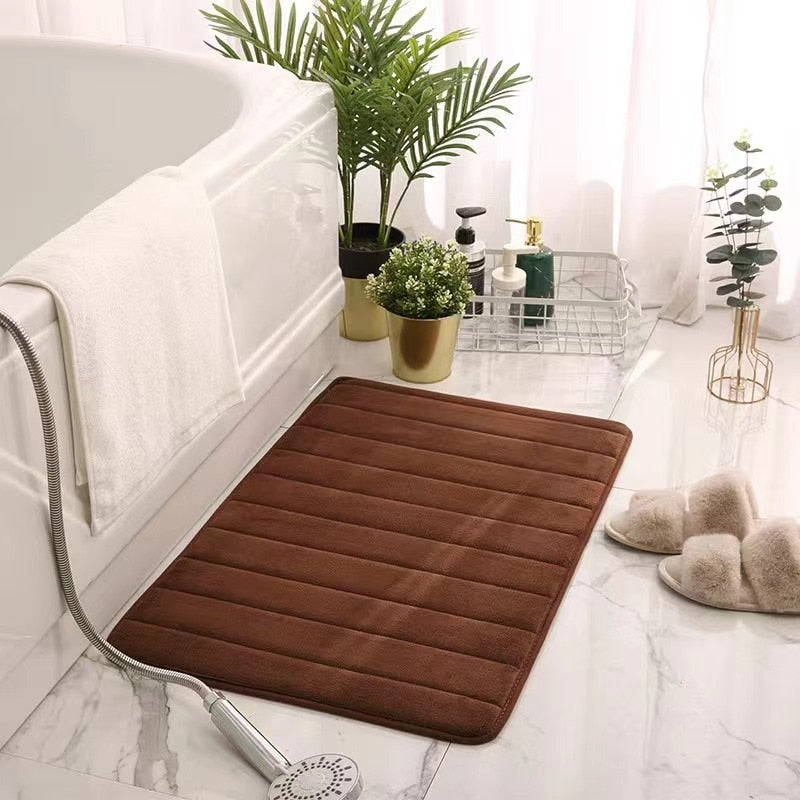 Cobblestone Embossed Bathroom Bath Mat Non-slip Carpet In Memory Foam Pad