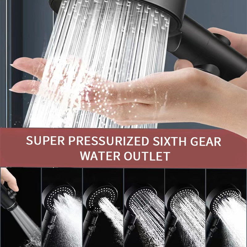 6 Modes, Head Adjustable, High Pressure, Water Saving, One-key Stop, Water Massage Shower Head