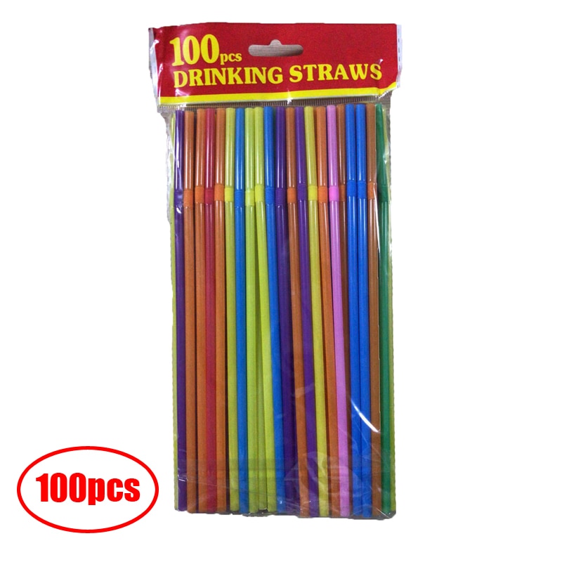 100-600Pcs Multicolour Plastic Disposable Straws