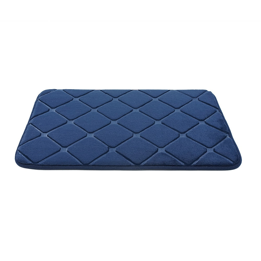 Cobblestone Embossed Bathroom Bath Mat Non-slip Carpet In Memory Foam Pad