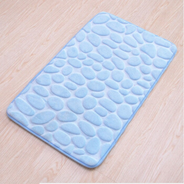 Cobblestone Embossed Bathroom Bath Mat Non-slip Carpet In Memory Foam Pad