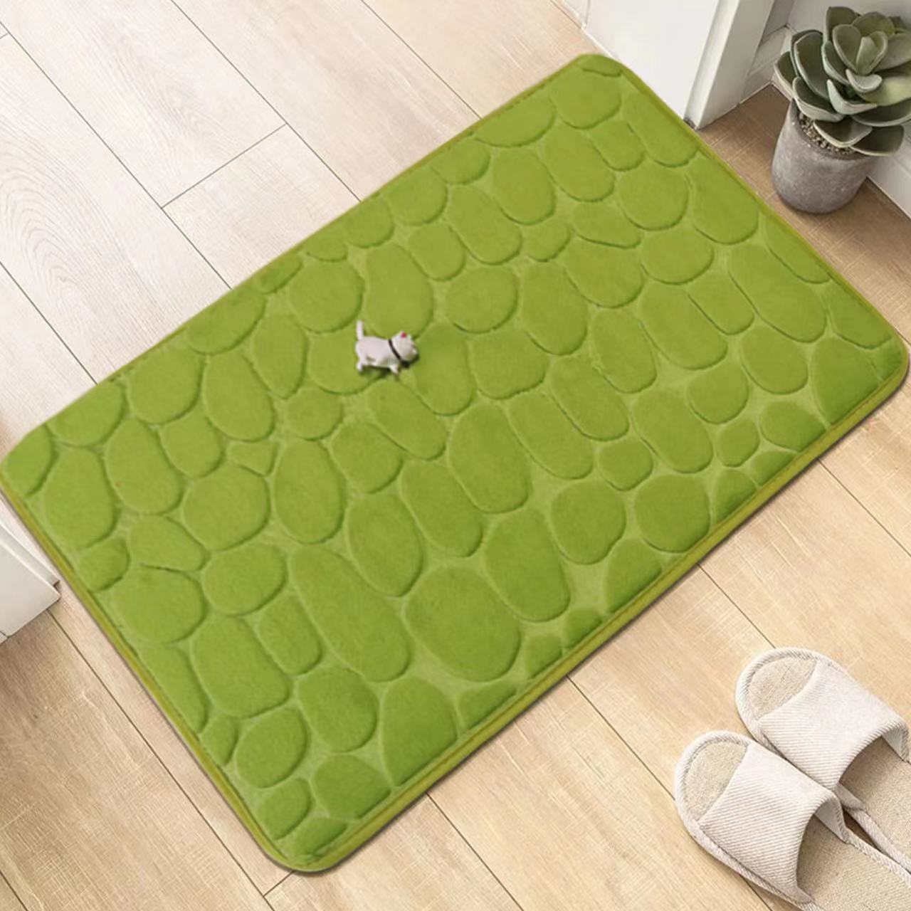 Cobblestone Embossed Bathroom Bath Mat Non-slip Carpet In Memory Foam Pad