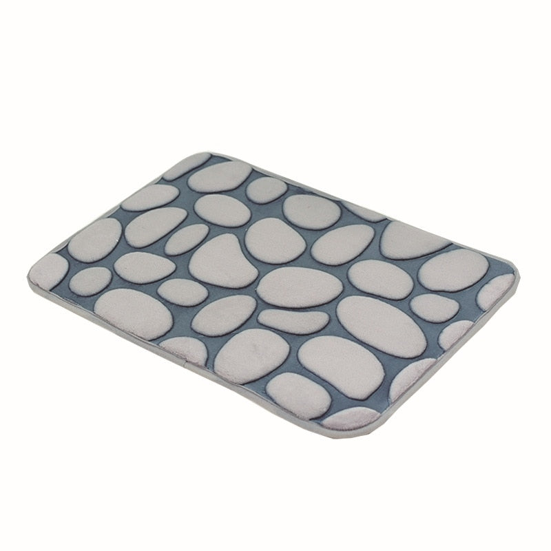 Cobblestone Embossed Bathroom Bath Mat Non-slip Carpet In Memory Foam Pad