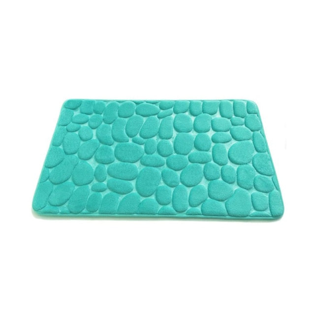 Cobblestone Embossed Bathroom Bath Mat Non-slip Carpet In Memory Foam Pad