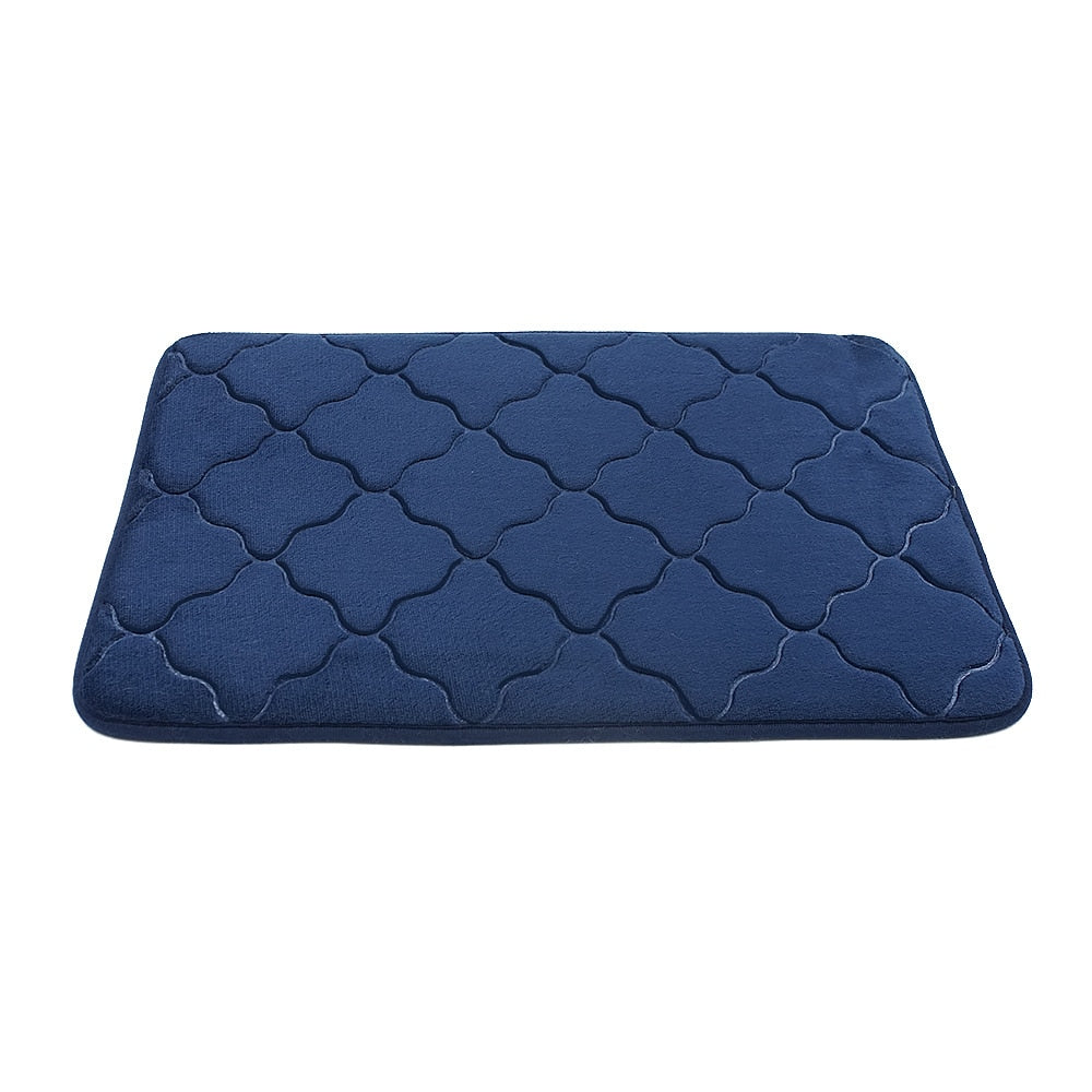 Cobblestone Embossed Bathroom Bath Mat Non-slip Carpet In Memory Foam Pad