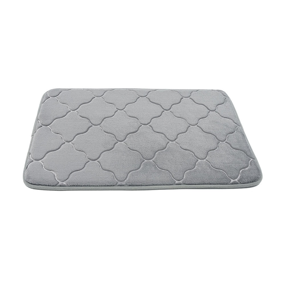 Cobblestone Embossed Bathroom Bath Mat Non-slip Carpet In Memory Foam Pad