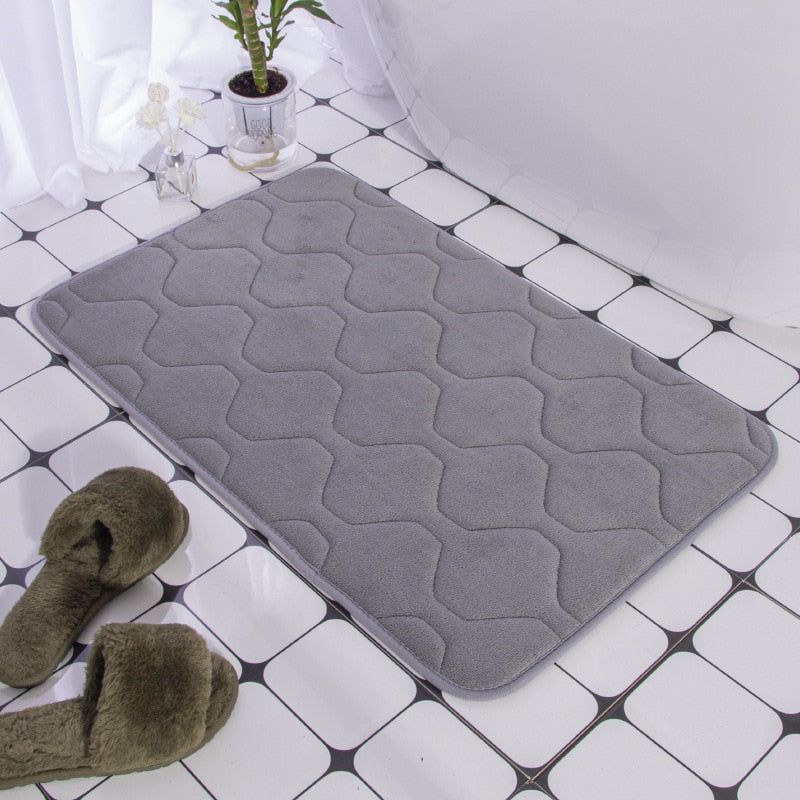 Cobblestone Embossed Bathroom Bath Mat Non-slip Carpet In Memory Foam Pad