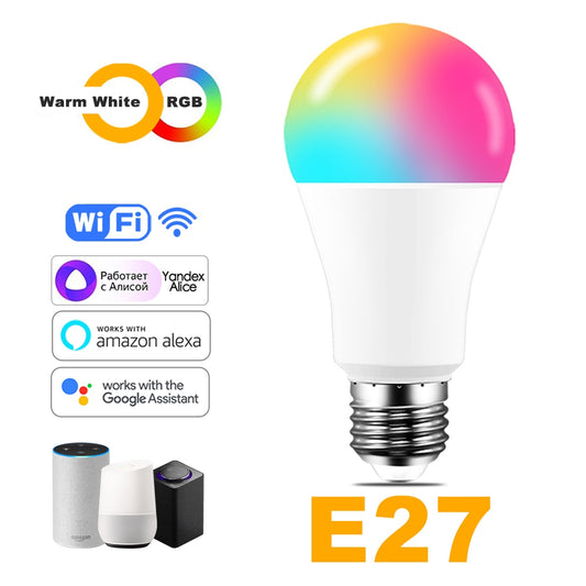 15W WiFi Smart Light Bulb LED RGB Work with Alexa/Google Home