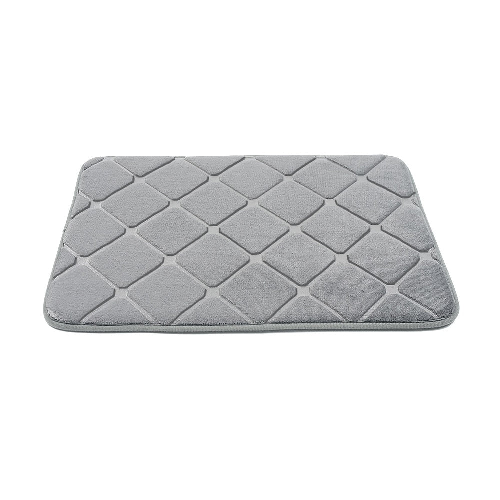 Cobblestone Embossed Bathroom Bath Mat Non-slip Carpet In Memory Foam Pad