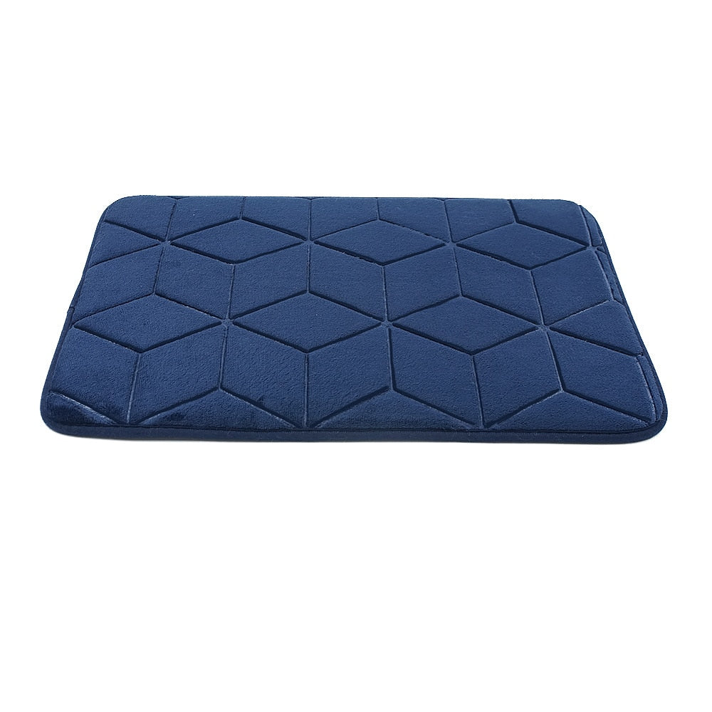 Cobblestone Embossed Bathroom Bath Mat Non-slip Carpet In Memory Foam Pad