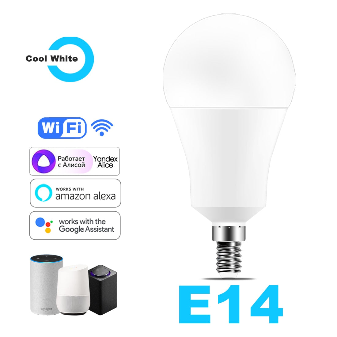 15W WiFi Smart Light Bulb LED RGB Work with Alexa/Google Home