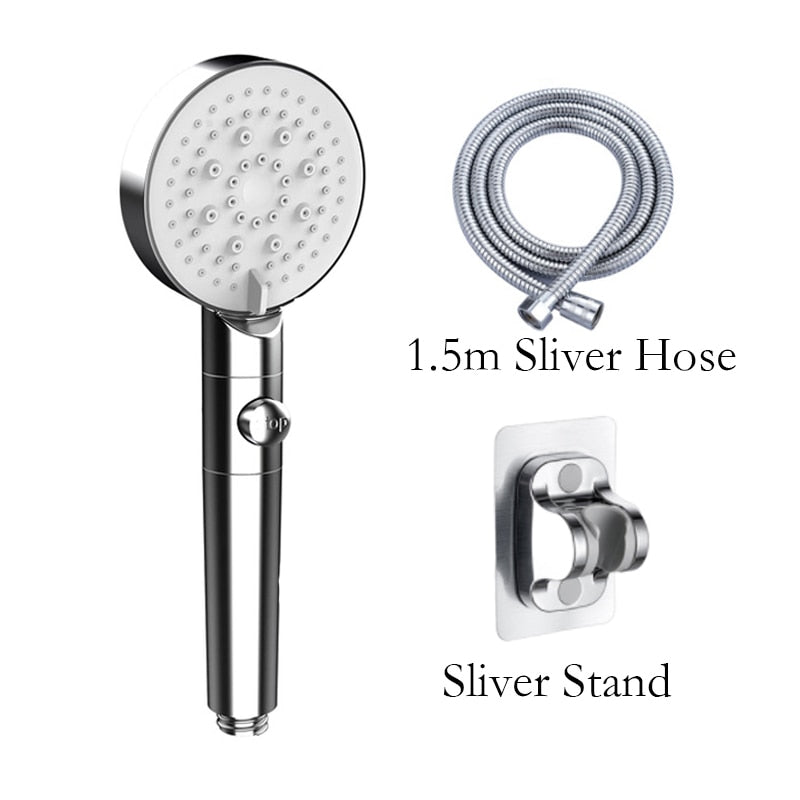 6 Modes, Head Adjustable, High Pressure, Water Saving, One-key Stop, Water Massage Shower Head