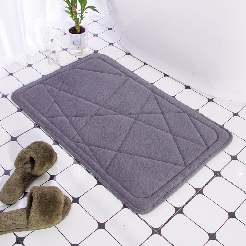 Cobblestone Embossed Bathroom Bath Mat Non-slip Carpet In Memory Foam Pad