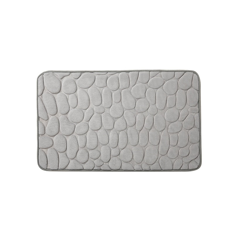 Cobblestone Embossed Bathroom Bath Mat Non-slip Carpet In Memory Foam Pad